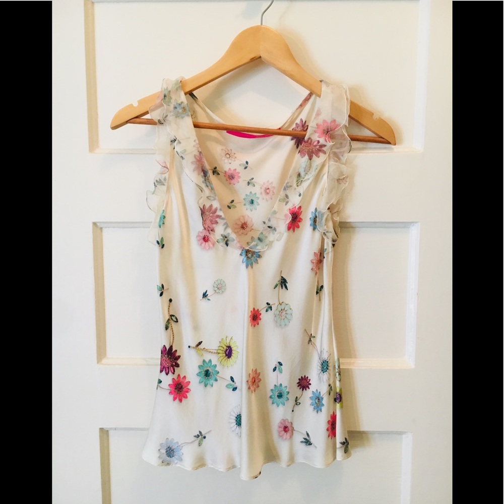 Emanuel Ungaro Paris silk ruffle top. Size 36